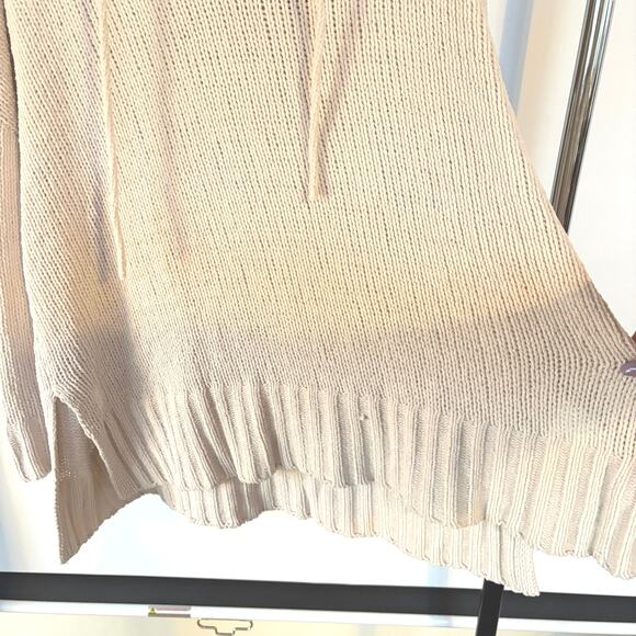 Aerie Crochet Chenille Cream Knit Hoodie Sweater Soft Cozy Oversized Boho Medium - Picture 5 of 14